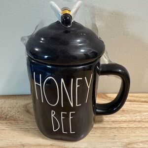 Rae Dunn Black Honey Bee Mug with Lid